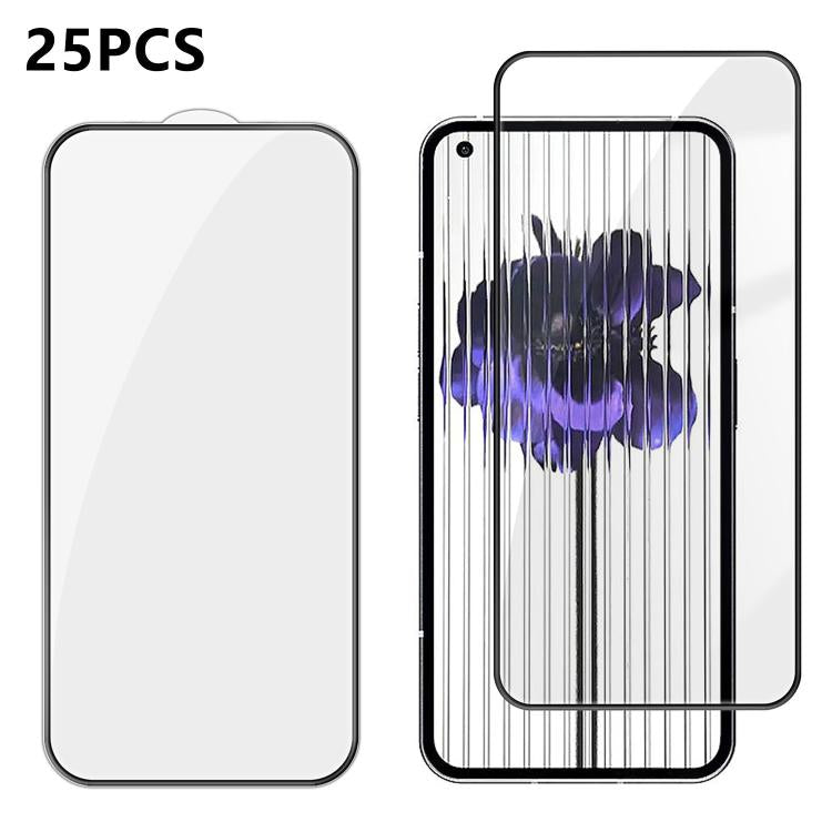 For Nothing Phone 1 25pcs High-Aluminum Full-Coverage Anti-Fingerprint Screen-Printed HD Tempered Glass Film