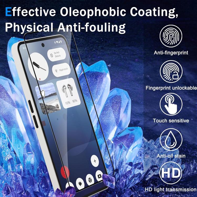 For Nothing Phone 3a 25pcs High-Aluminum Full-Coverage Anti-Fingerprint Screen-Printed HD Tempered Glass Film