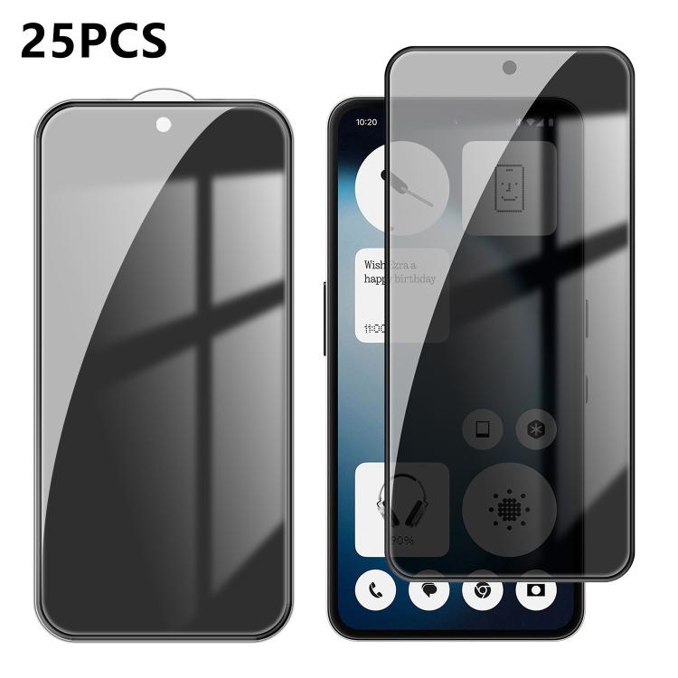 For Nothing Phone 3a Lite 25pcs High-Aluminum Full-Coverage Anti-Fingerprint Screen-Printed Privacy Tempered Glass Film