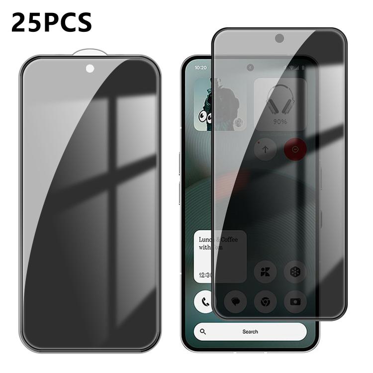 For Nothing Phone 3 25pcs High-Aluminum Full-Coverage Anti-Fingerprint Screen-Printed Privacy Tempered Glass Film