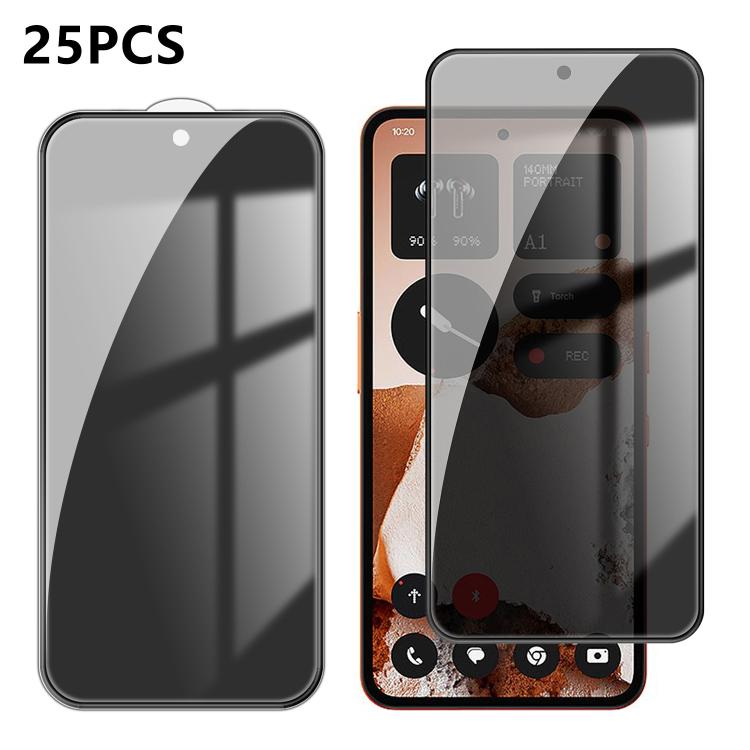 For Nothing CMF Phone 2 Pro 25pcs High-Aluminum Full-Coverage Anti-Fingerprint Screen-Printed Privacy Tempered Glass Film