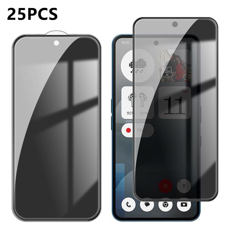 For Nothing Phone 3a 25pcs High-Aluminum Full-Coverage Anti-Fingerprint Screen-Printed Privacy Tempered Glass Film