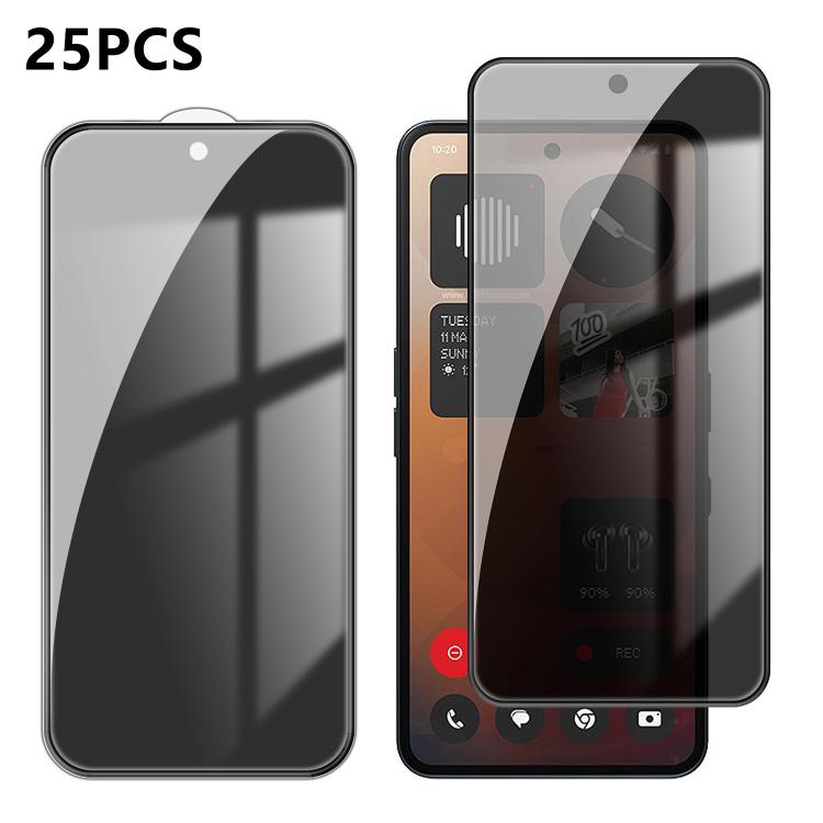 For Nothing Phone 3a Pro 25pcs High-Aluminum Full-Coverage Anti-Fingerprint Screen-Printed Privacy Tempered Glass Film