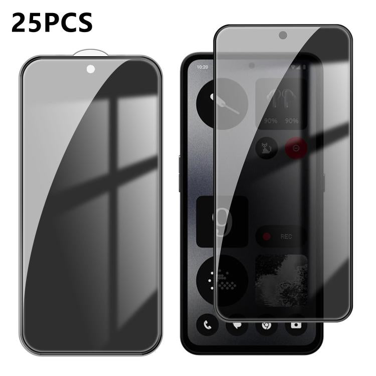 For Nothing CMF Phone 1 25pcs High-Aluminum Full-Coverage Anti-Fingerprint Screen-Printed Privacy Tempered Glass Film