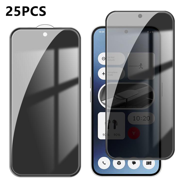 For Nothing Phone 2a 25pcs High-Aluminum Full-Coverage Anti-Fingerprint Screen-Printed Privacy Tempered Glass Film