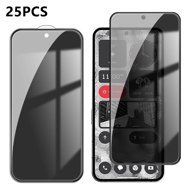 For Nothing Phone 2 25pcs High-Aluminum Full-Coverage Anti-Fingerprint Screen-Printed Privacy Tempered Glass Film