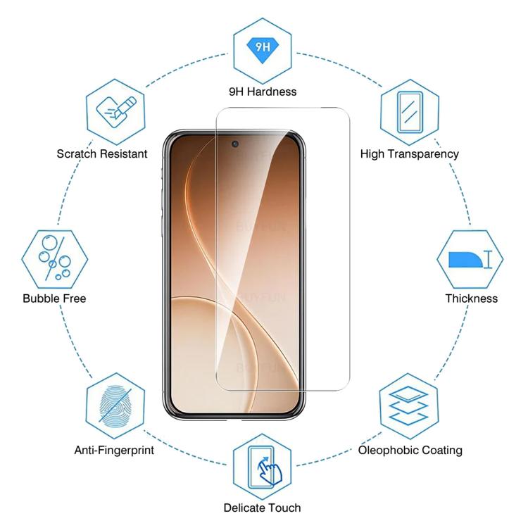 For OPPO Reno15 Global 25pcs High-Aluminum Semi-Screen Anti-Fingerprint HD Tempered Glass Film