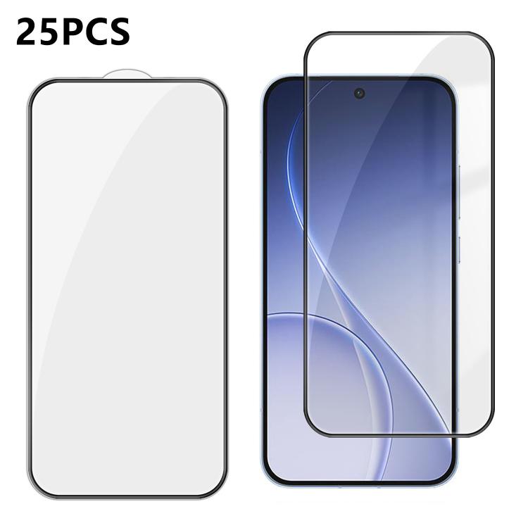 For OPPO Reno 15 Pro Mini 5G 25pcs High-Aluminum Full-Coverage Anti-Fingerprint Screen-Printed HD Tempered Glass Film