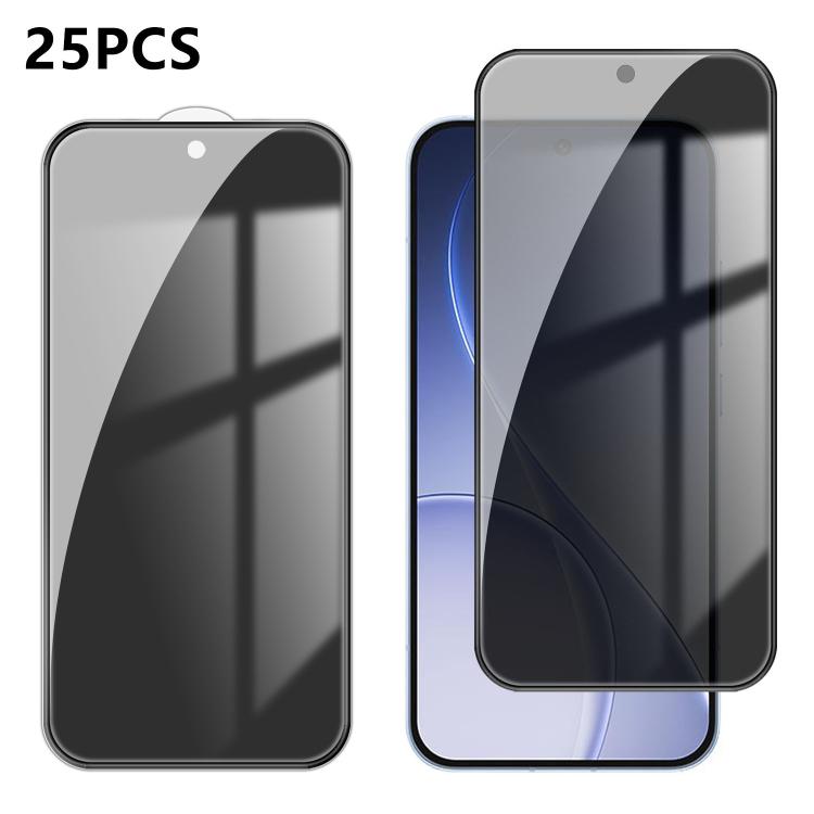For OPPO Reno 15 Pro Mini 5G 25pcs High-Aluminum Full-Coverage Anti-Fingerprint Screen-Printed Privacy Tempered Glass Film