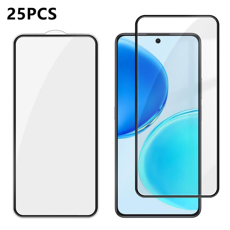 For Honor X8d 4G 25pcs High-Aluminum Full-Coverage Anti-Fingerprint Screen-Printed HD Tempered Glass Film