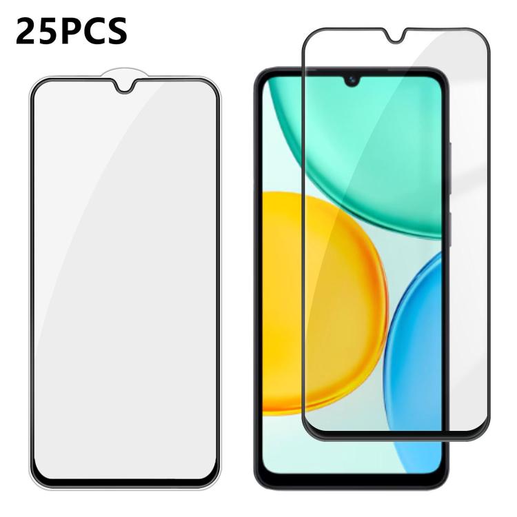 For Honor X5d 4G 25pcs High-Aluminum Full-Coverage Anti-Fingerprint Screen-Printed HD Tempered Glass Film