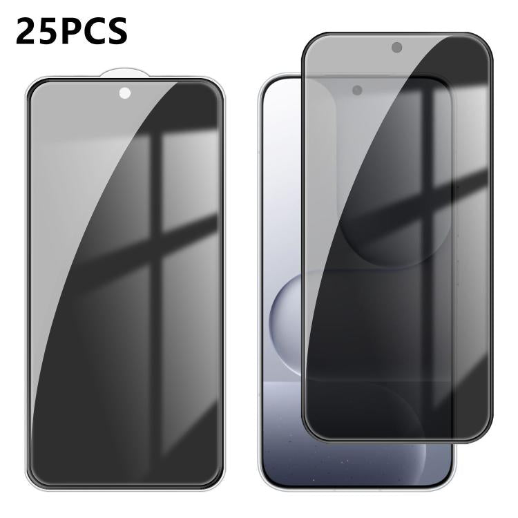 For Honor 600 Pro Global 25pcs High-Aluminum Full-Coverage Anti-Fingerprint Screen-Printed Privacy Tempered Glass Film