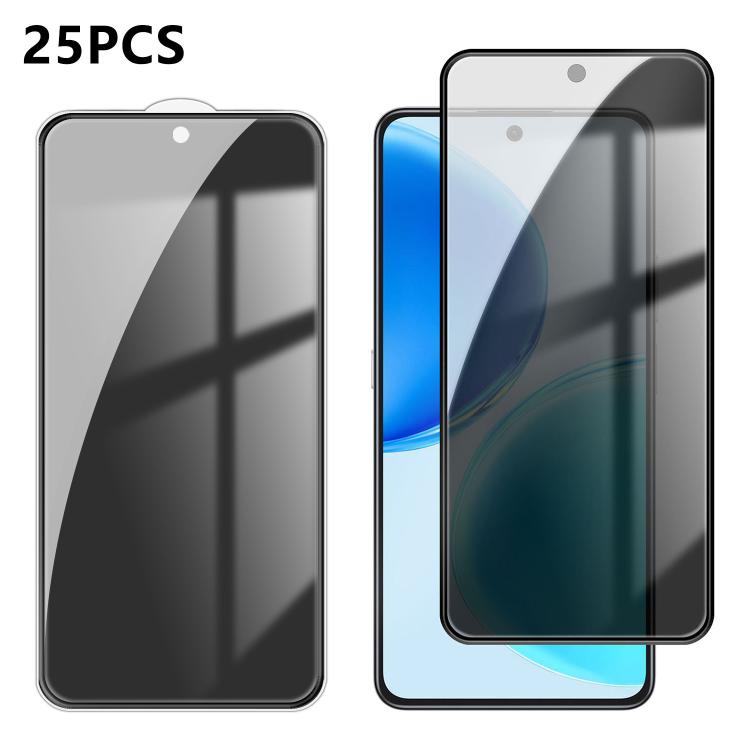 For Honor X8d 4G 25pcs High-Aluminum Full-Coverage Anti-Fingerprint Screen-Printed Privacy Tempered Glass Film