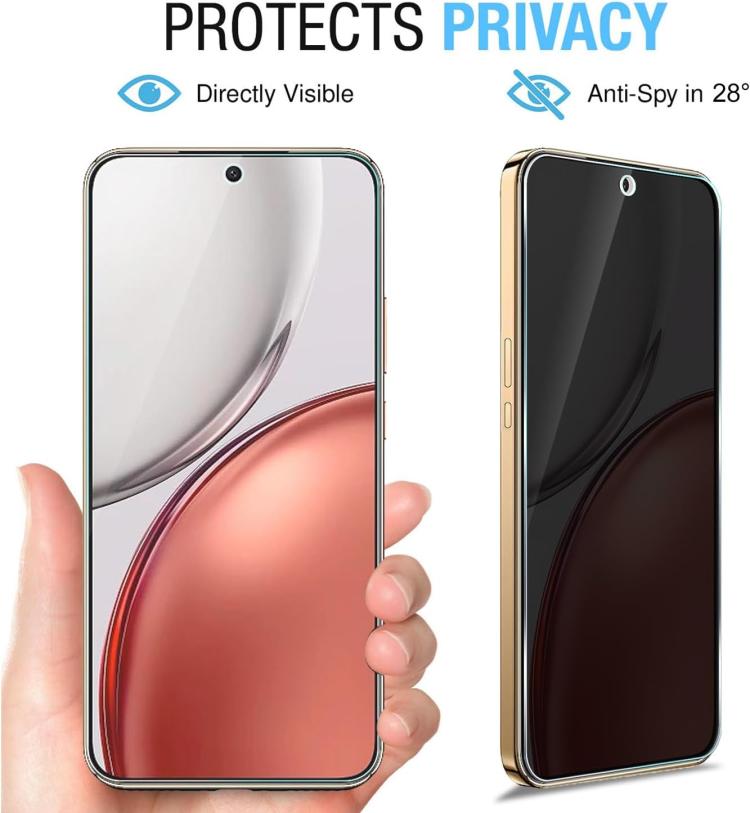 For Honor 600 Global 25pcs High-Aluminum Full-Coverage Anti-Fingerprint Screen-Printed Privacy Tempered Glass Film