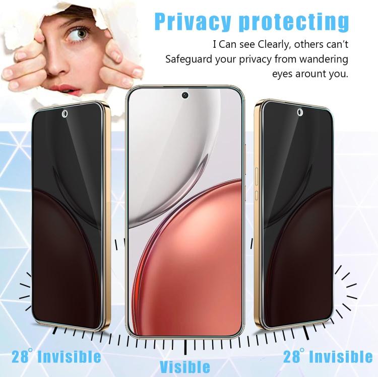 For Honor 600 Lite Global 25pcs High-Aluminum Full-Coverage Anti-Fingerprint Screen-Printed Privacy Tempered Glass Film