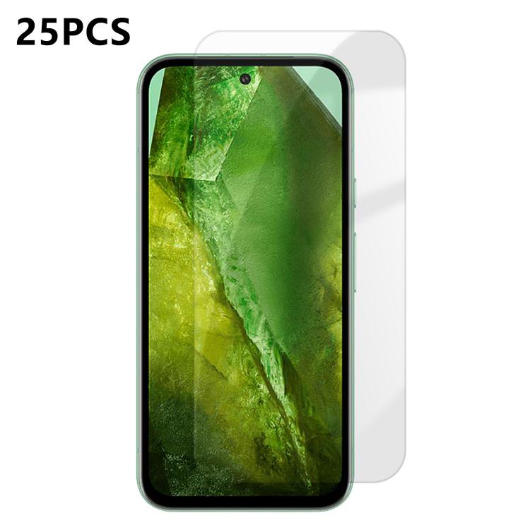 For Google Pixel 8a 25pcs High-Aluminum Semi-Screen Anti-Fingerprint HD Tempered Glass Film