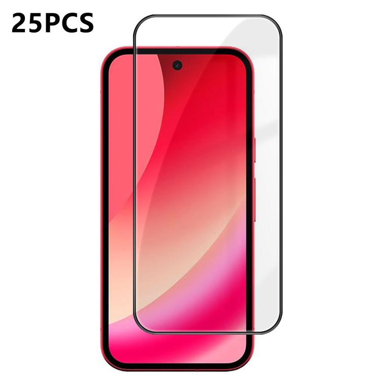 For Google Pixel 10a 25pcs High-Aluminum Full-Coverage Anti-Fingerprint Screen-Printed HD Tempered Glass Film