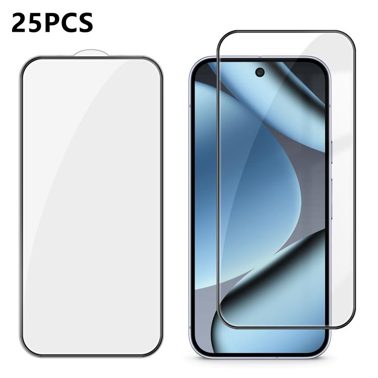 For Google Pixel 10 Pro 25pcs High-Aluminum Full-Coverage Anti-Fingerprint Screen-Printed HD Tempered Glass Film