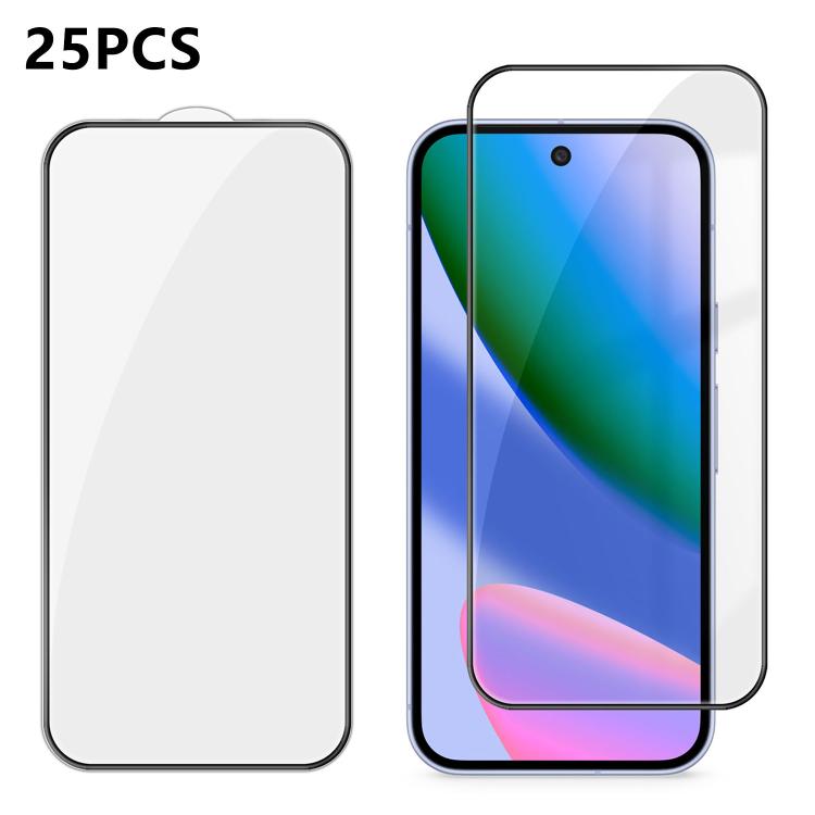 For Google Pixel 10 25pcs High-Aluminum Full-Coverage Anti-Fingerprint Screen-Printed HD Tempered Glass Film