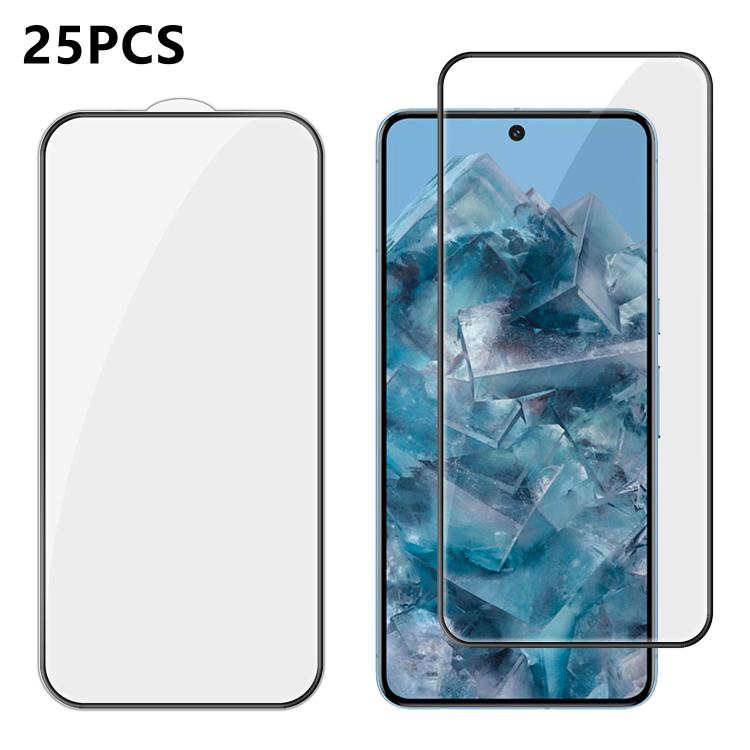 For Google Pixel 8 Pro 25pcs High-Aluminum Full-Coverage Anti-Fingerprint Screen-Printed HD Tempered Glass Film