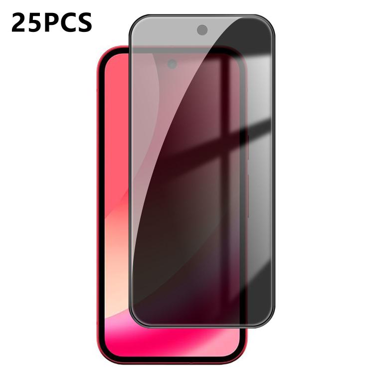 For Google Pixel 10a 25pcs High-Aluminum Full-Coverage Anti-Fingerprint Screen-Printed Privacy Tempered Glass Film