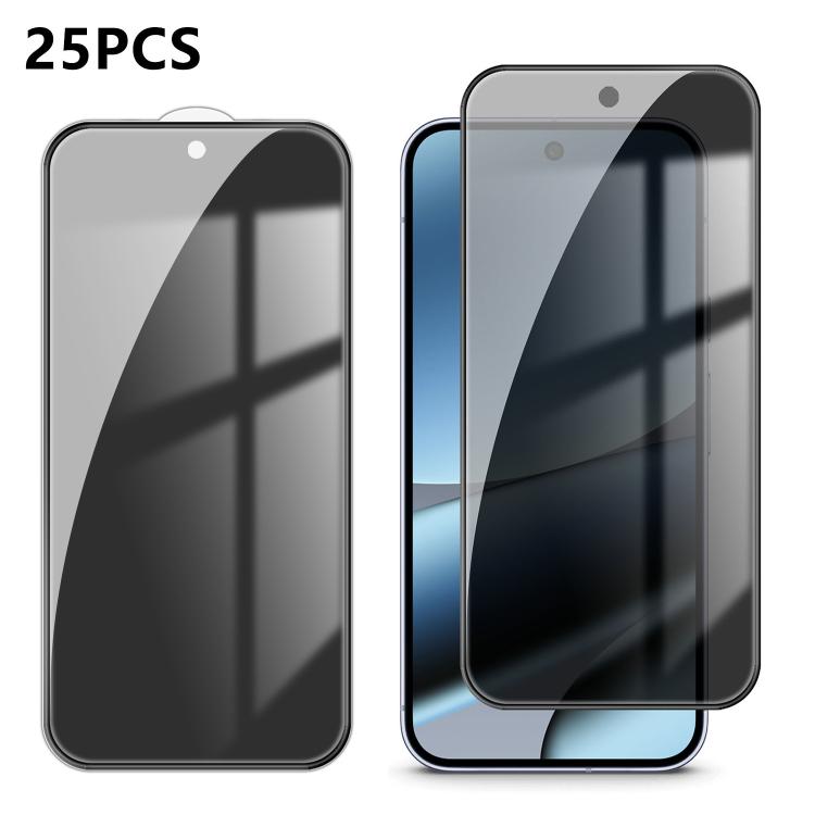 For Google Pixel 10 Pro XL 25pcs High-Aluminum Full-Coverage Anti-Fingerprint Screen-Printed Privacy Tempered Glass Film