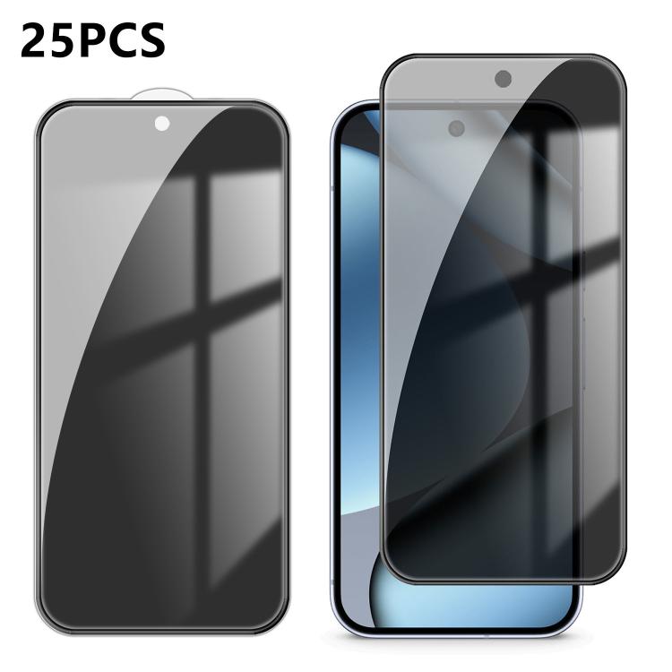 For Google Pixel 10 Pro 25pcs High-Aluminum Full-Coverage Anti-Fingerprint Screen-Printed Privacy Tempered Glass Film