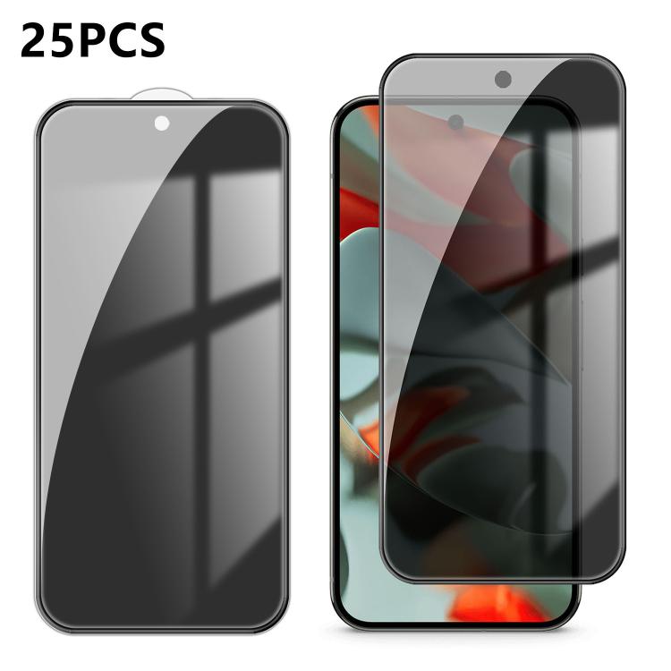 For Google Pixel 9 Pro XL 25pcs High-Aluminum Full-Coverage Anti-Fingerprint Screen-Printed Privacy Tempered Glass Film