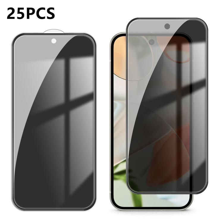 For Google Pixel 9 25pcs High-Aluminum Full-Coverage Anti-Fingerprint Screen-Printed Privacy Tempered Glass Film