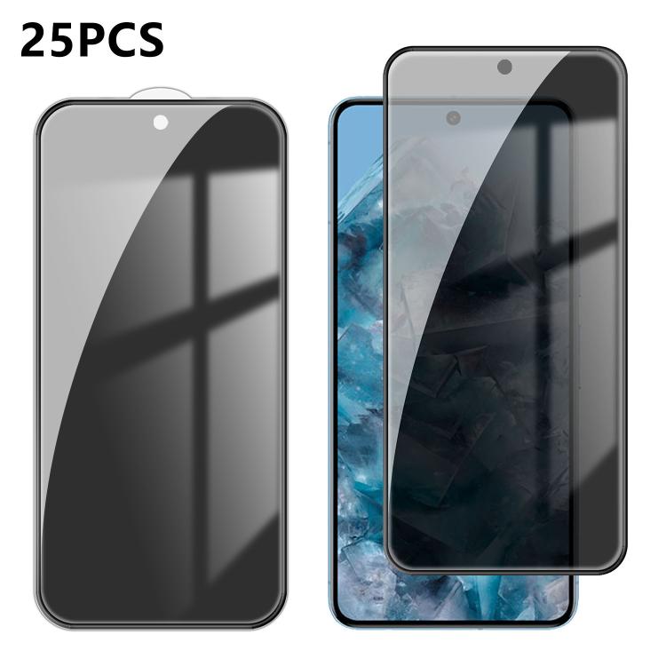 For Google Pixel 8 Pro 25pcs High-Aluminum Full-Coverage Anti-Fingerprint Screen-Printed Privacy Tempered Glass Film