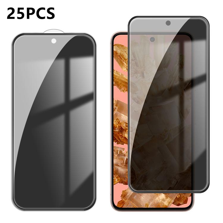 For Google Pixel 8 25pcs High-Aluminum Full-Coverage Anti-Fingerprint Screen-Printed Privacy Tempered Glass Film