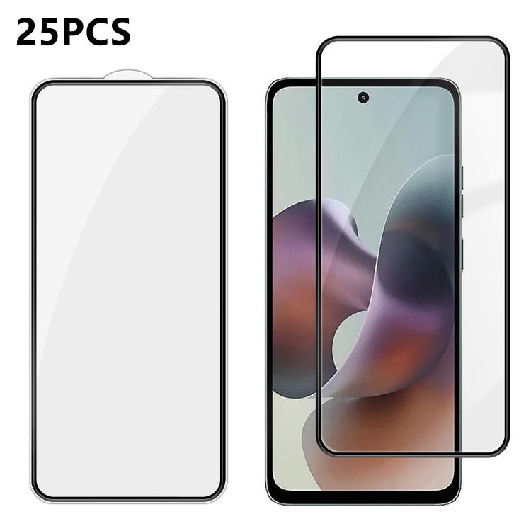 For Motorola Moto G36 25pcs High-Aluminum Full-Coverage Anti-Fingerprint Screen-Printed HD Tempered Glass Film