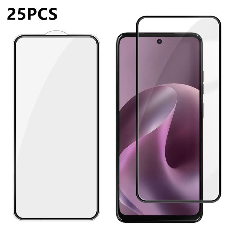 For Motorola Moto G17 25pcs High-Aluminum Full-Coverage Anti-Fingerprint Screen-Printed HD Tempered Glass Film