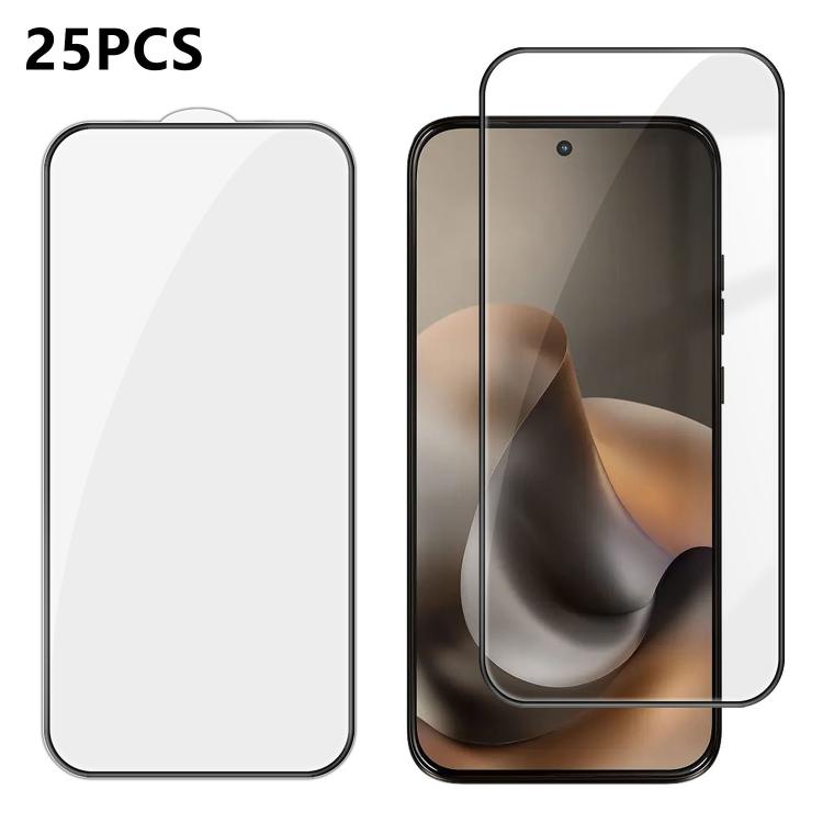 For Motorola Moto G77 25pcs High-Aluminum Full-Coverage Anti-Fingerprint Screen-Printed HD Tempered Glass Film