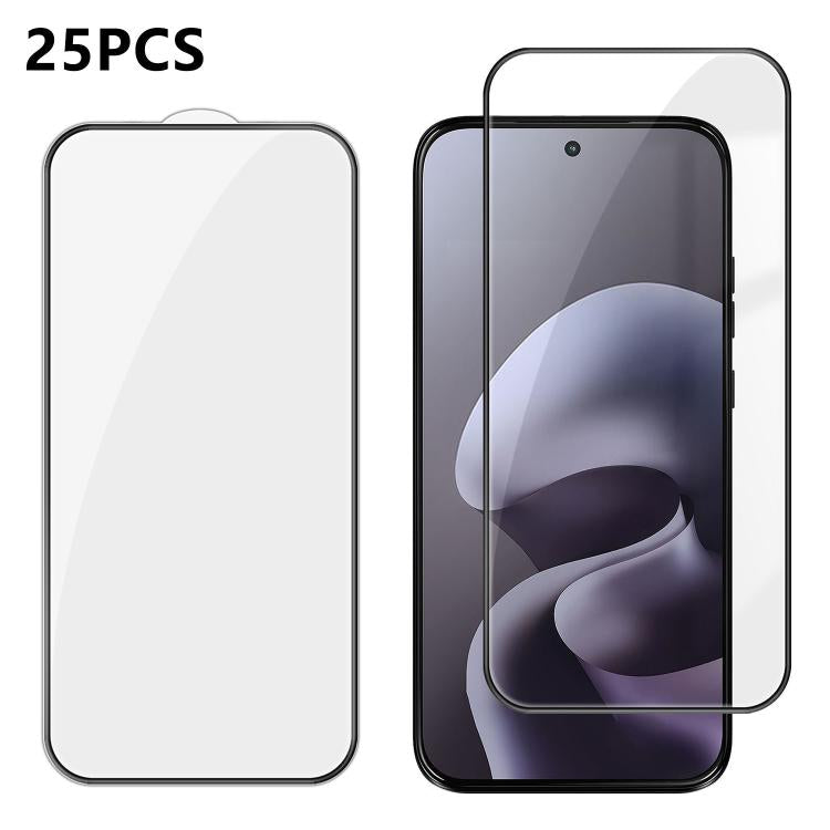 For Motorola Moto G67 25pcs High-Aluminum Full-Coverage Anti-Fingerprint Screen-Printed HD Tempered Glass Film