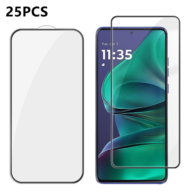 For Motorola Moto G Stylus 2025 25pcs High-Aluminum Full-Coverage Anti-Fingerprint Screen-Printed HD Tempered Glass Film