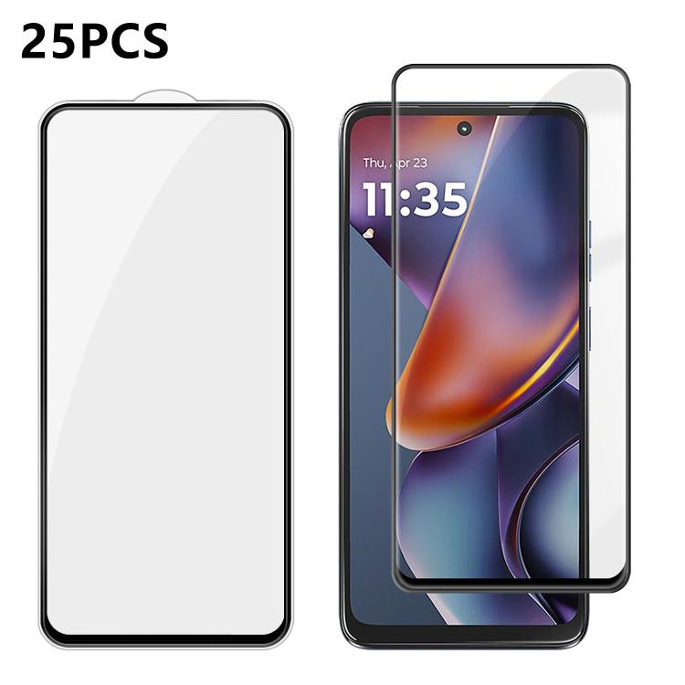 For Motorola Moto G 2025 25pcs High-Aluminum Full-Coverage Anti-Fingerprint Screen-Printed HD Tempered Glass Film