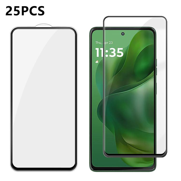 For Motorola Moto G Power 2025 25pcs High-Aluminum Full-Coverage Anti-Fingerprint Screen-Printed HD Tempered Glass Film