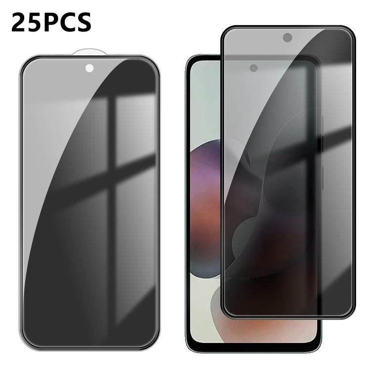 For Motorola Moto G36 25pcs High-Aluminum Full-Coverage Anti-Fingerprint Screen-Printed Privacy Tempered Glass Film