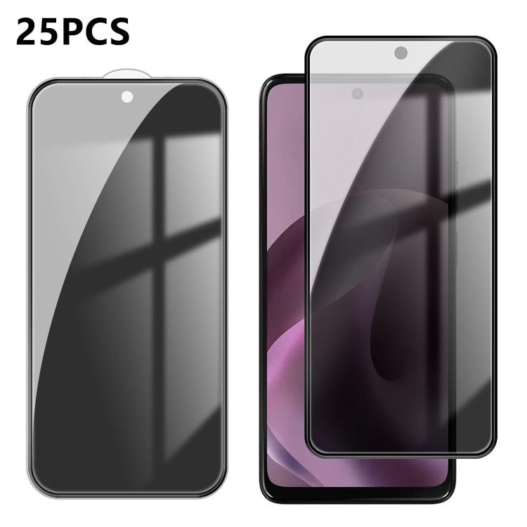 For Motorola Moto G17 25pcs High-Aluminum Full-Coverage Anti-Fingerprint Screen-Printed Privacy Tempered Glass Film