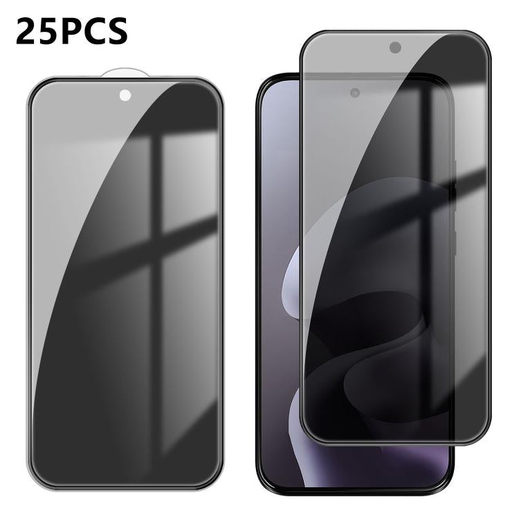 For Motorola Moto G67 25pcs High-Aluminum Full-Coverage Anti-Fingerprint Screen-Printed Privacy Tempered Glass Film