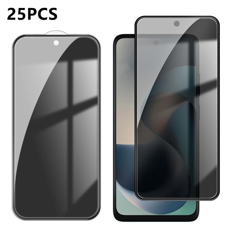 For Motorola Moto G57 25pcs High-Aluminum Full-Coverage Anti-Fingerprint Screen-Printed Privacy Tempered Glass Film