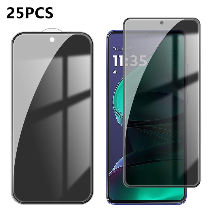 For Motorola Moto G Stylus 2025 25pcs High-Aluminum Full-Coverage Anti-Fingerprint Screen-Printed Privacy Tempered Glass Film