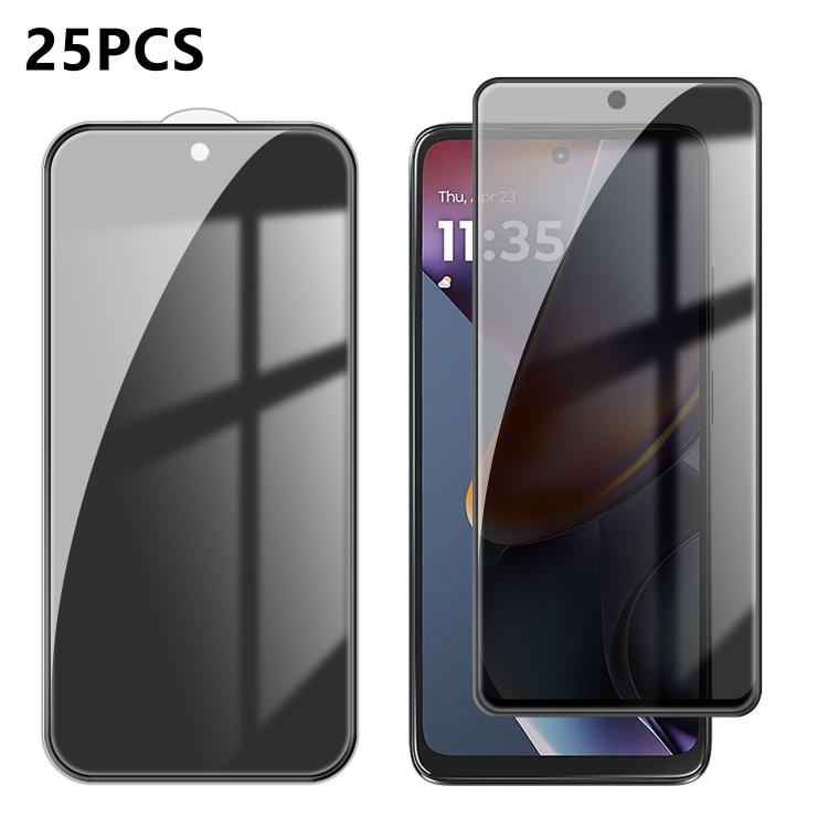 For Motorola Moto G 2025 25pcs High-Aluminum Full-Coverage Anti-Fingerprint Screen-Printed Privacy Tempered Glass Film