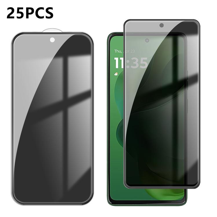 For Motorola Moto G Power 2025 25pcs High-Aluminum Full-Coverage Anti-Fingerprint Screen-Printed Privacy Tempered Glass Film