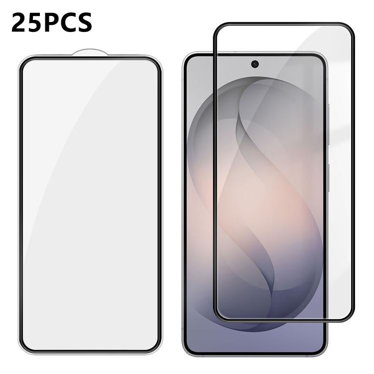 For Galaxy S26 5G 25pcs High-Aluminum Full-Coverage Anti-Fingerprint Screen-Printed HD Tempered Glass Film