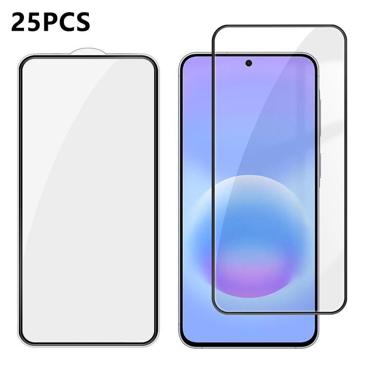 For Galaxy A57 5G 25pcs High-Aluminum Full-Coverage Anti-Fingerprint Screen-Printed HD Tempered Glass Film