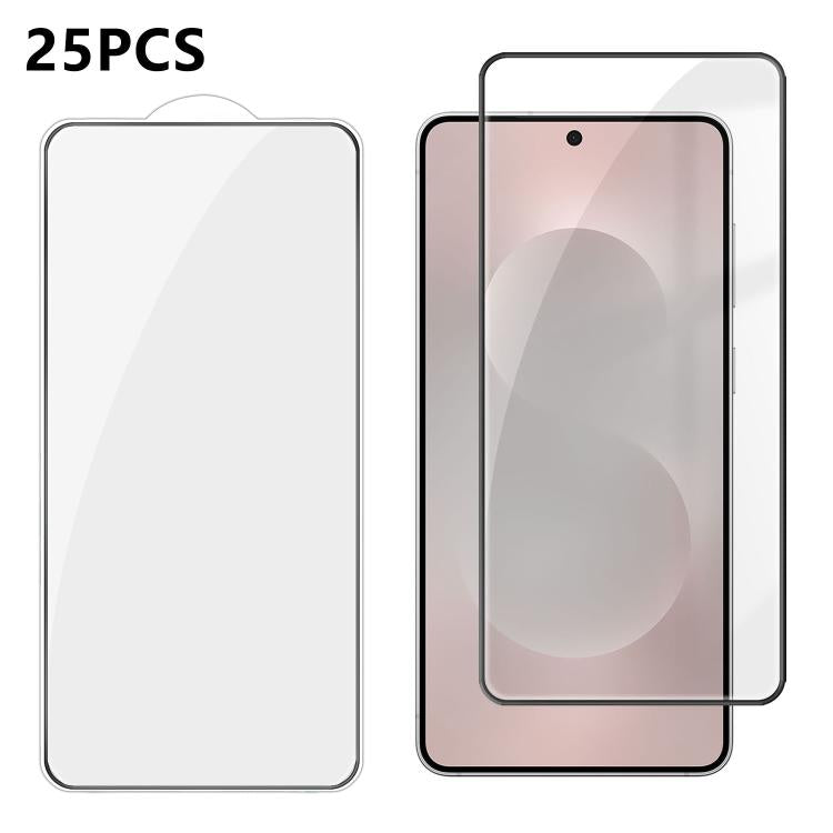 For Galaxy S25 Edge 5G 25pcs High-Aluminum Full-Coverage Anti-Fingerprint Screen-Printed HD Tempered Glass Film
