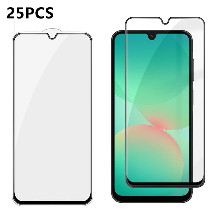 For Galaxy A26 5G 25pcs High-Aluminum Full-Coverage Anti-Fingerprint Screen-Printed HD Tempered Glass Film