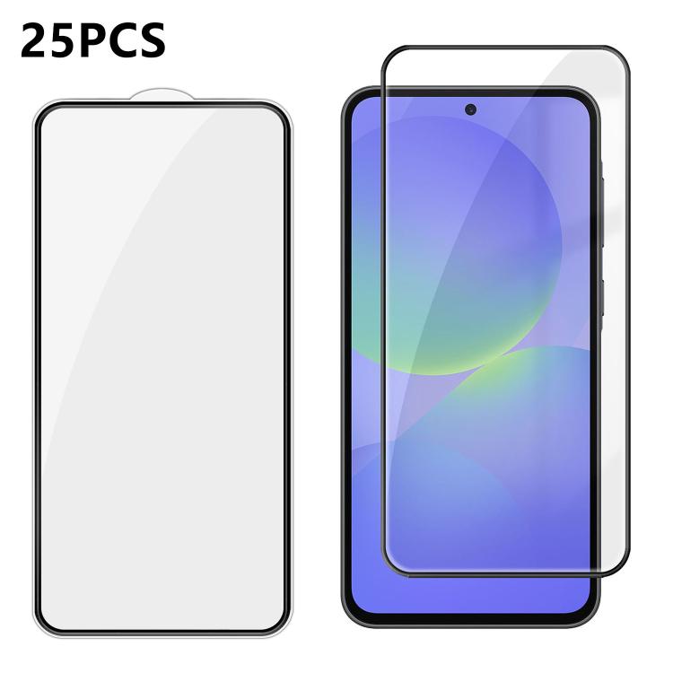For Galaxy A36 5G 25pcs High-Aluminum Full-Coverage Anti-Fingerprint Screen-Printed HD Tempered Glass Film